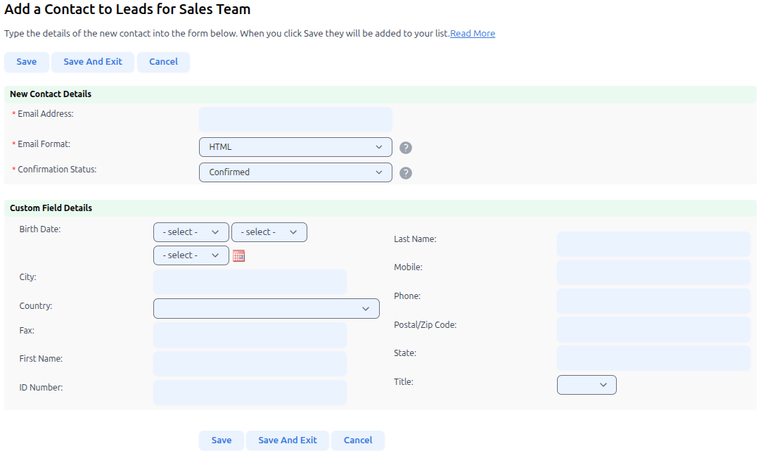 Add a Contact: Add Contact Details