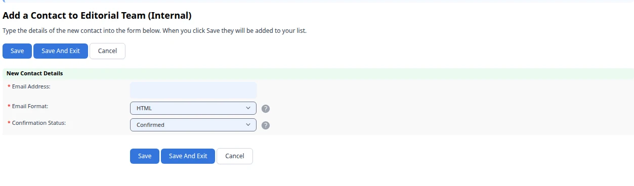 Add a Contact: Add Contact Details