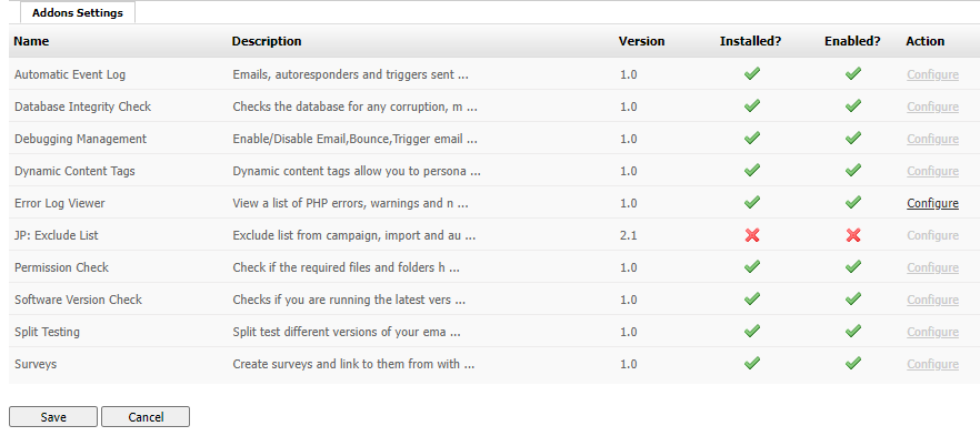 addon settings