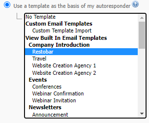 Autoresponder Select Template