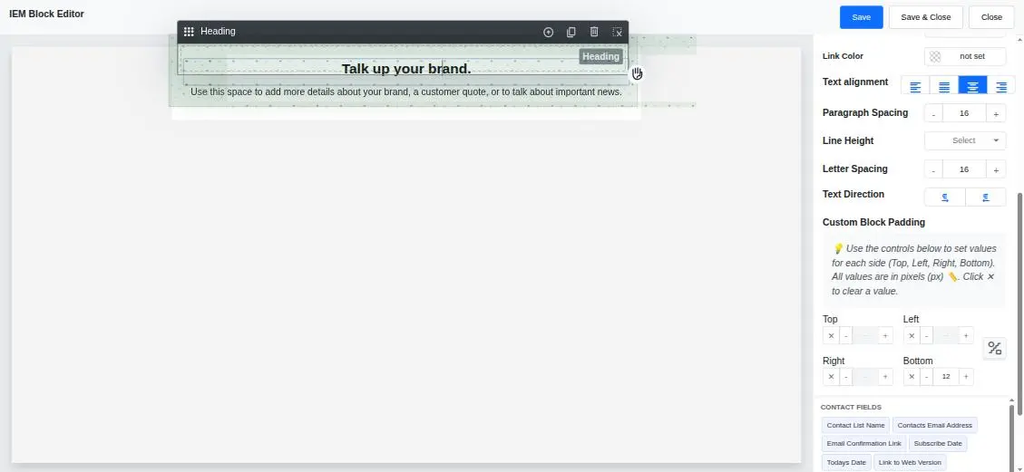 Custom block padding controls
