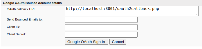 Google OAuth Bounce Account Details