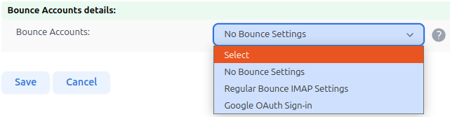Bounce Account Options Dropdown