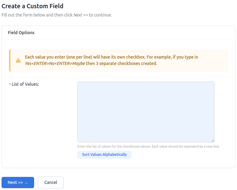 Configuring Checkboxes