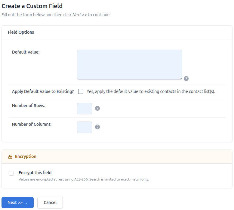 Configuring a Multiline Text Field