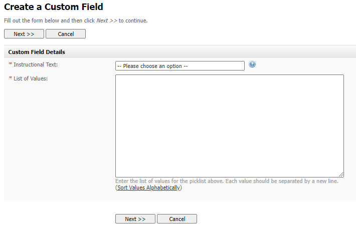 Configuring a Pick List