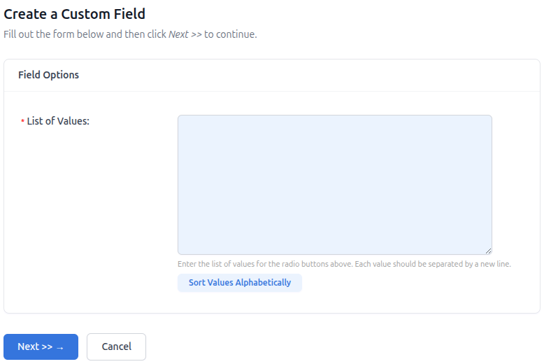 Configuring Radio Buttons
