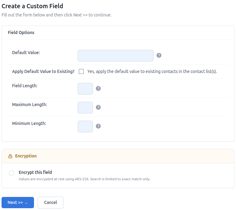 Configuring a Text Field