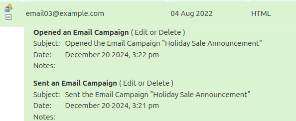Contact Event Log