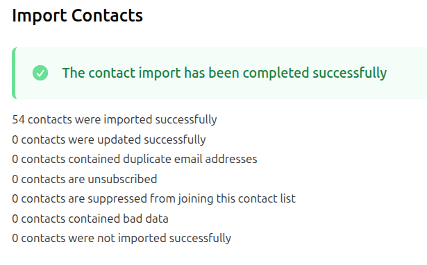Contact Import Report