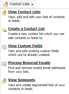 The Contact Lists Menu