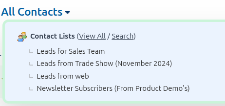 Contact Lists list