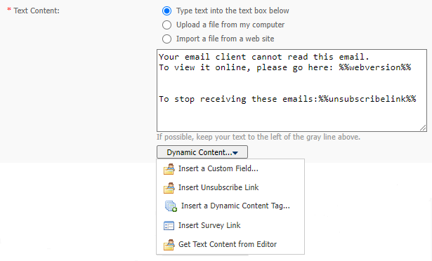 create a custom document text content