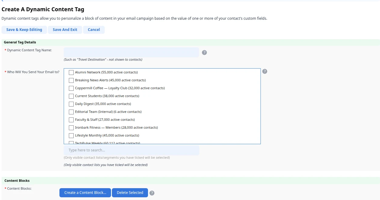 Creating a Dynamic Content Tag