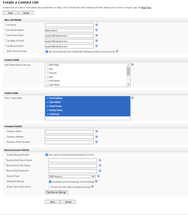 Create or Edit a Contact List