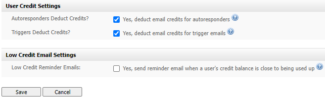 credit email settings