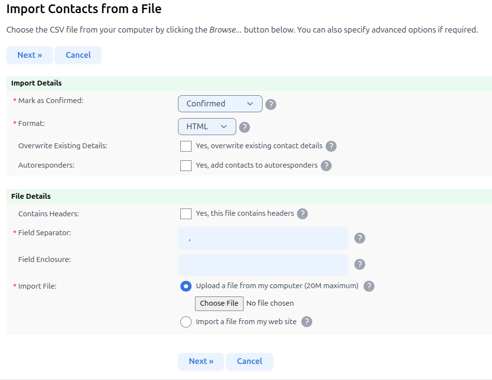Define File Parameters