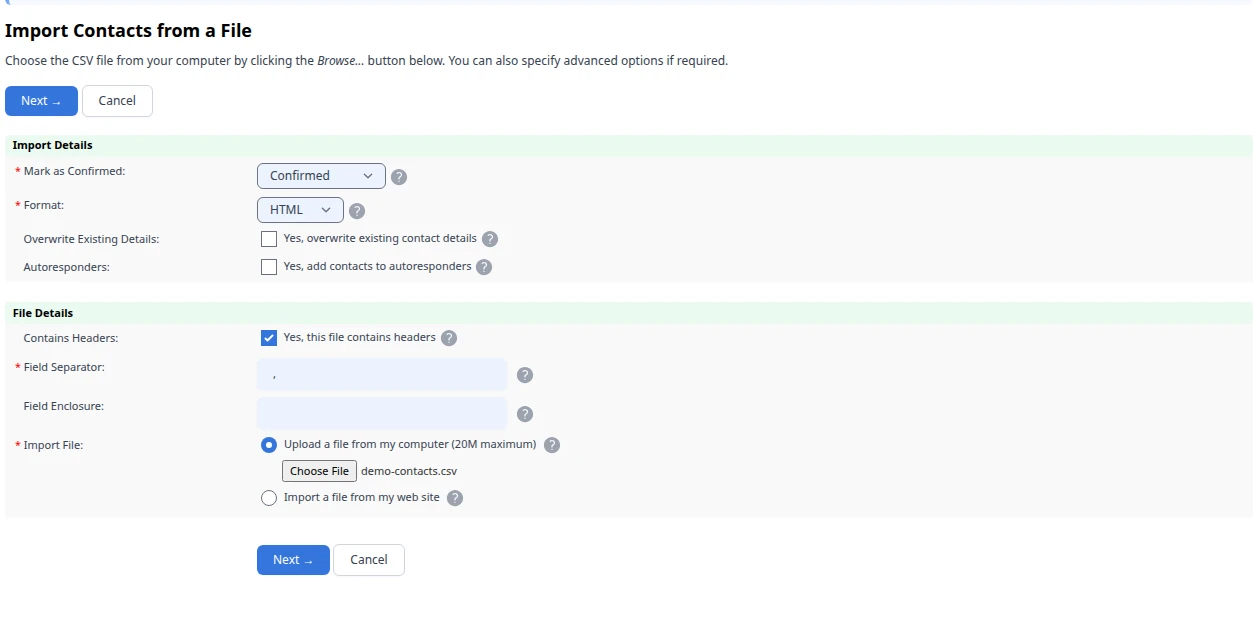 Define File Parameters