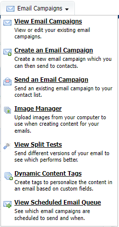 The Email Campaigns Menu