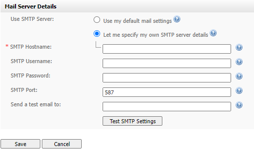 email setting smtp server details