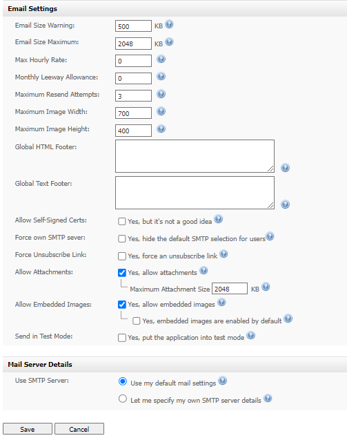 email settings