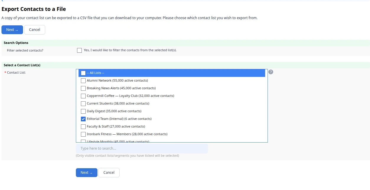 Export Contacts To a File
