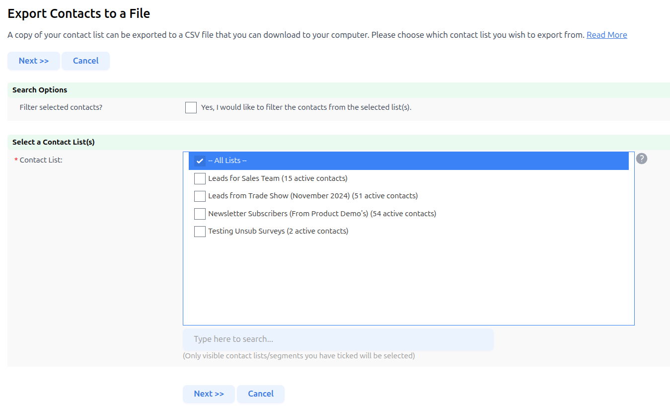 Export Contacts To a File