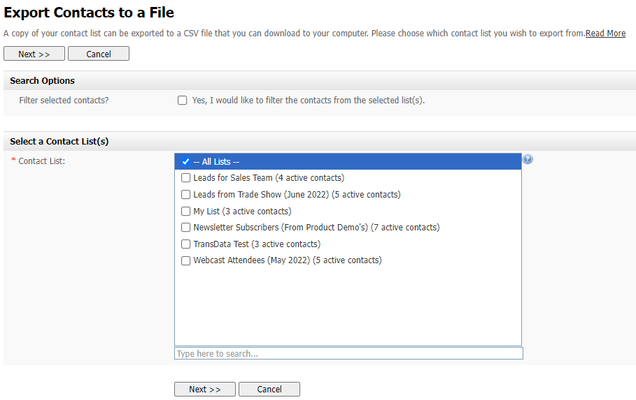 Export Contacts To a File