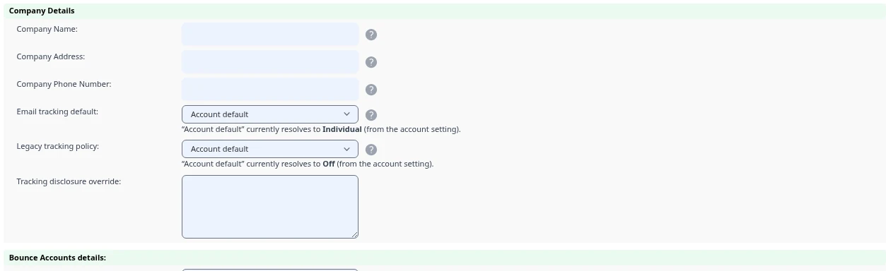 List tracking settings