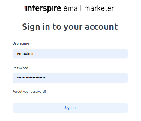 login screen