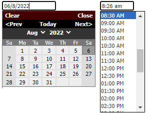 Manual Event Logging: Select Date and Time