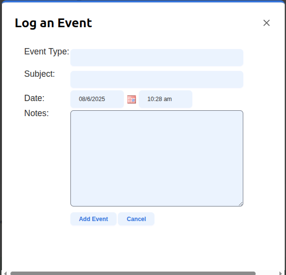 Manual Event Logging: Step 1