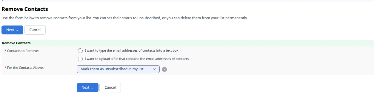 Remove a Contact: Define Contacts