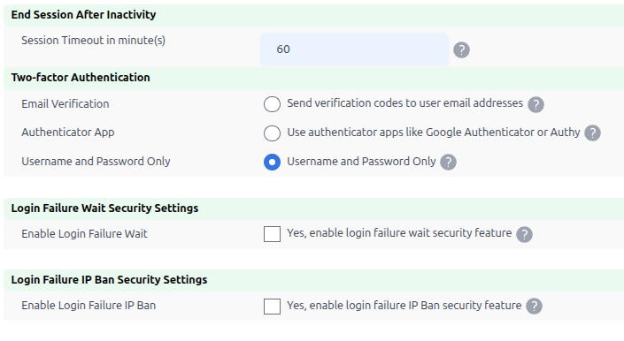 security settings