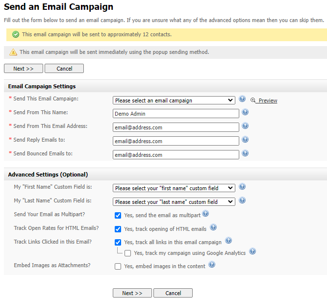Campaign Settings