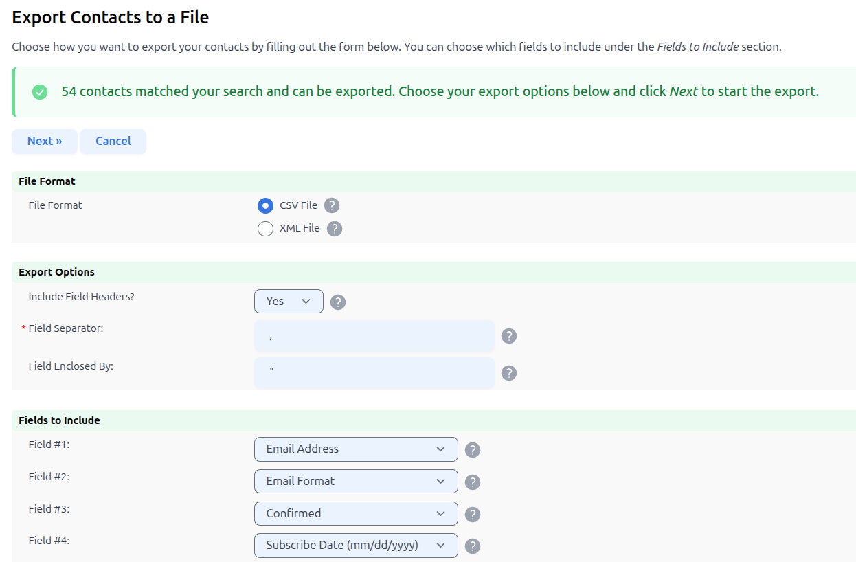Specify Contact File Details