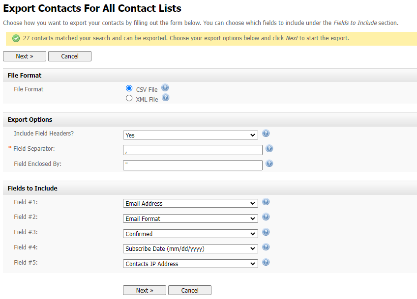 Specify Contact File Details
