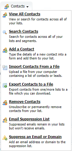 The Contact Lists Menu