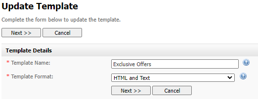update template