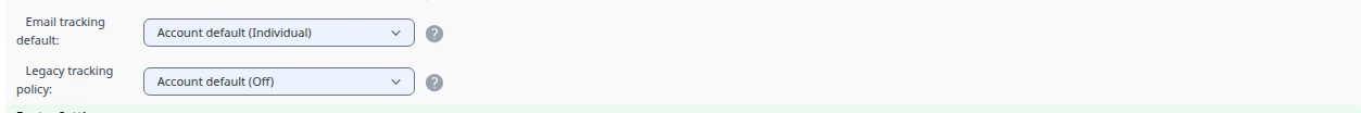 User tracking settings User tracking settings