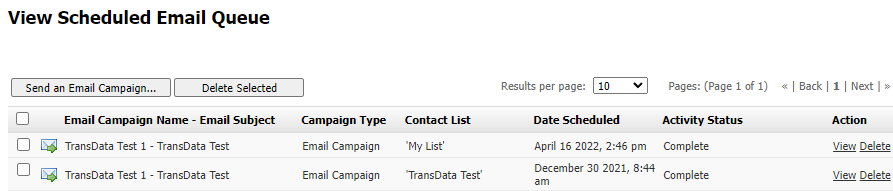 View Scheduled Email Queue