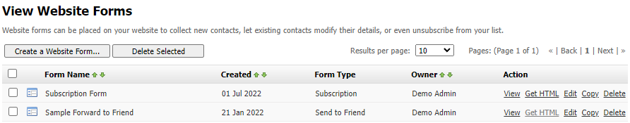viewing and managing forms