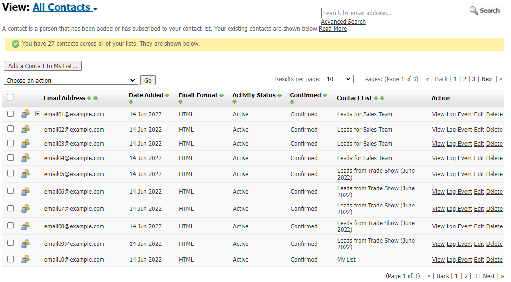 Viewing Contact List Members