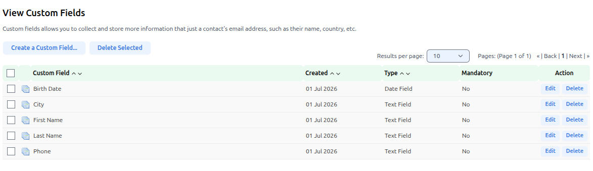 Viewing Custom Fields
