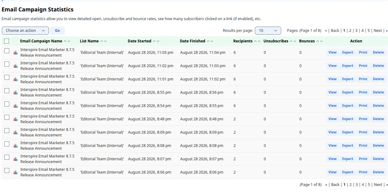Viewing Email Campaign Statistics