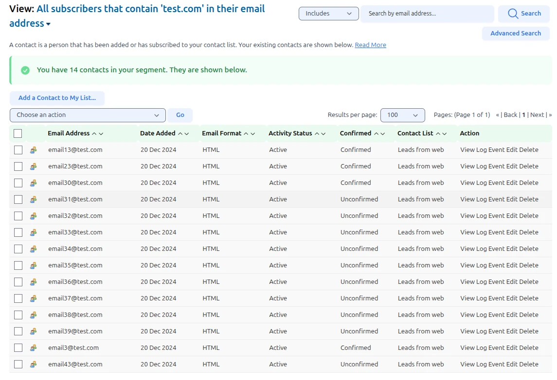 Viewing a Contact in a Segment Viewing a Contact in a Segment