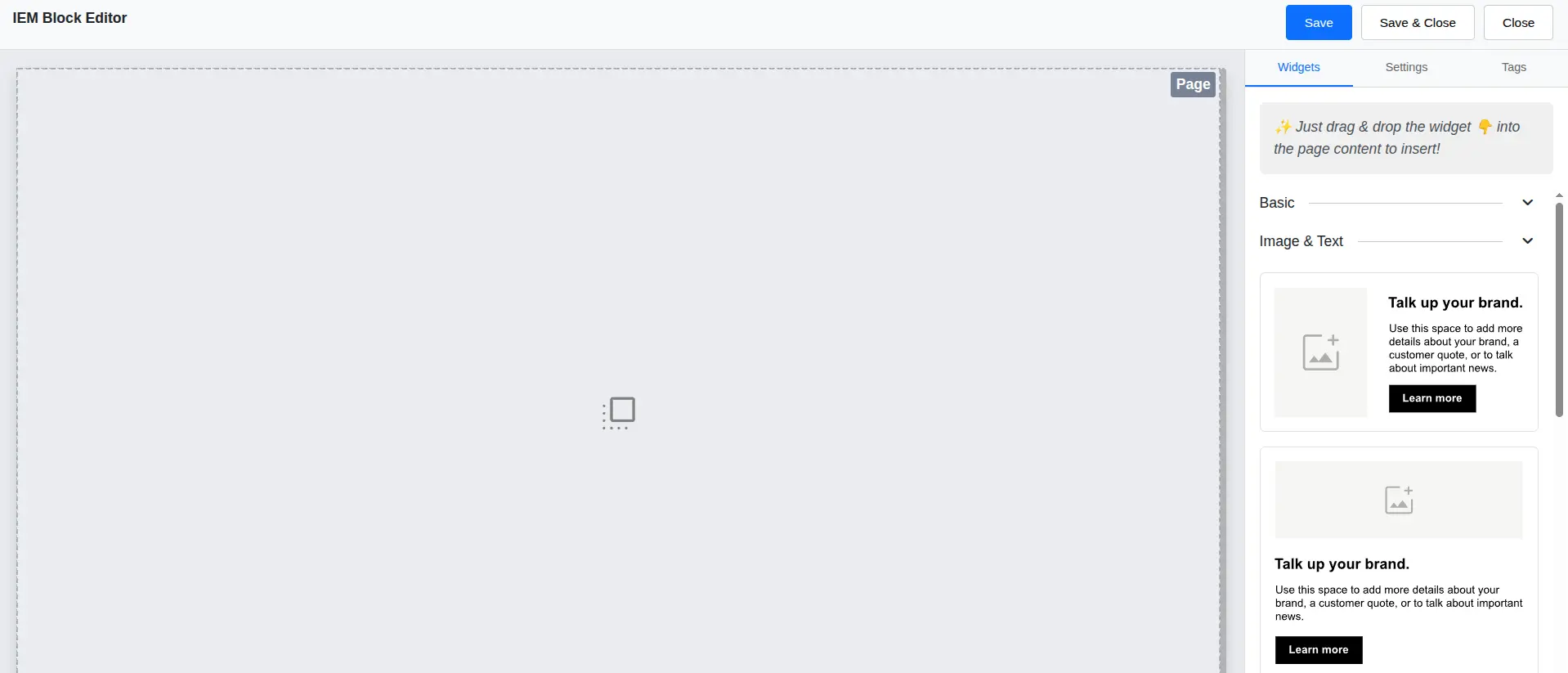 The Image & Text widget group