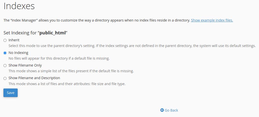 Disable Directory Listing