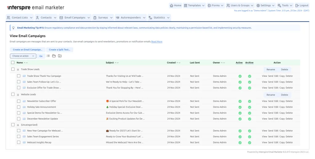 View Email Campaigns